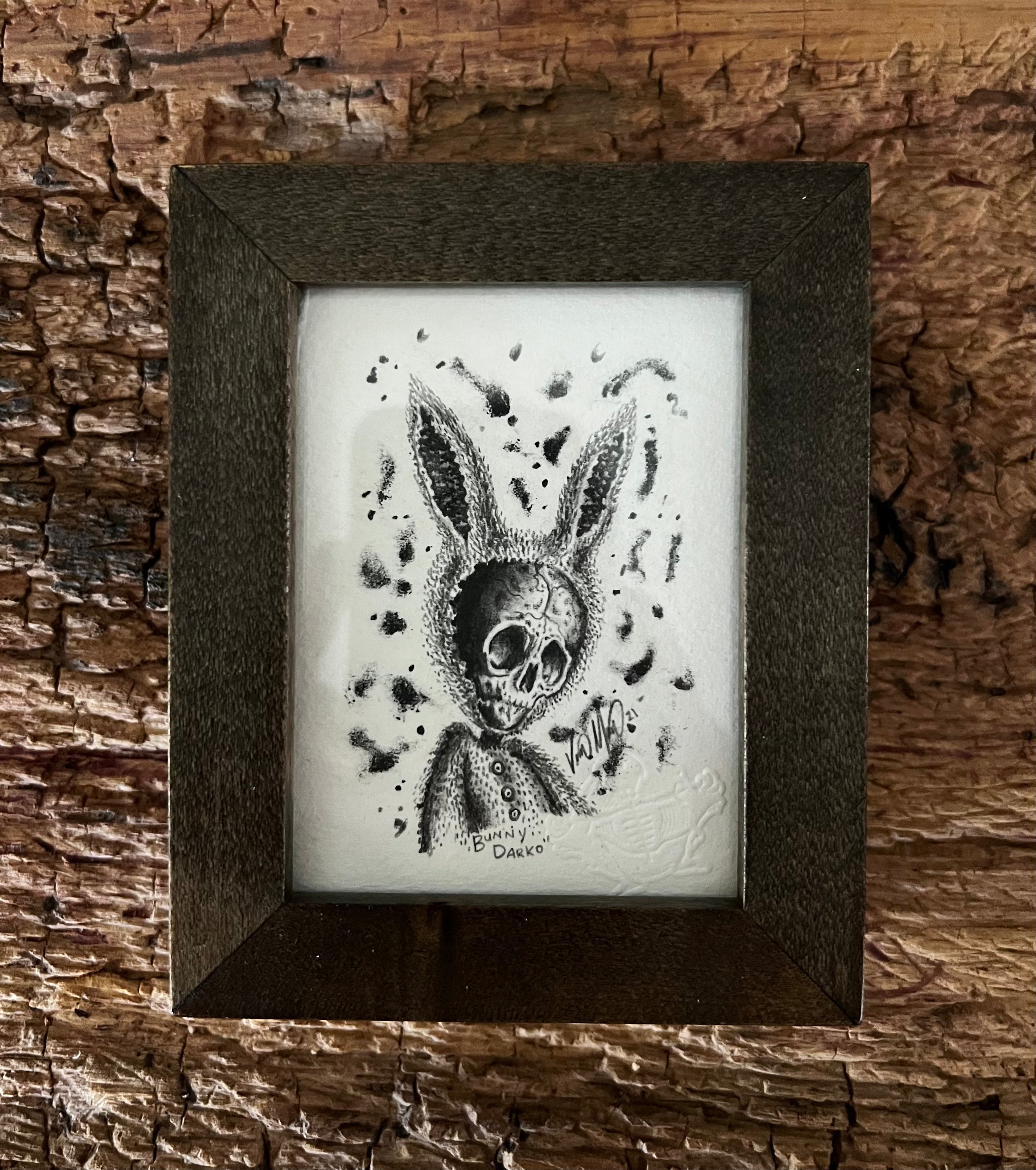 FRAMED MINIATURE "Bunny Darko" Original Drawing / Shipping Included