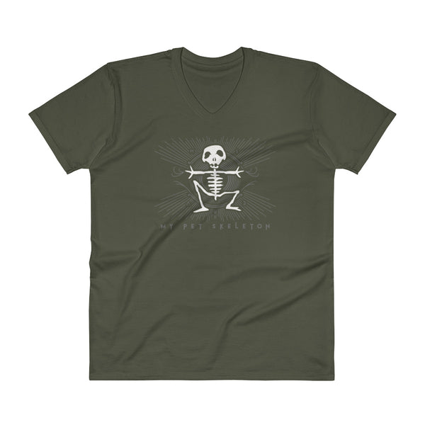 V-Neck T-Shirt &quot;My Pet Skeleton&quot; Official Logo