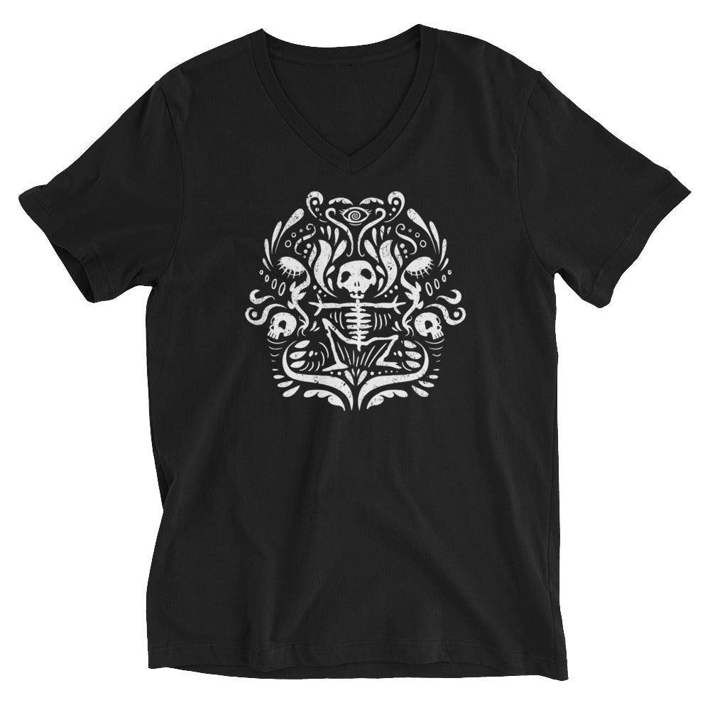 Damask MPS Logo ~ Unisex Short Sleeve V-Neck T-Shirt