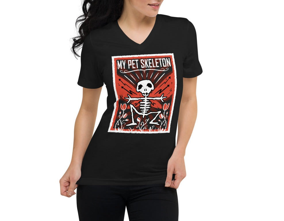 SkeleTRAP! ~ Unisex Short Sleeve V-Neck T-Shirt