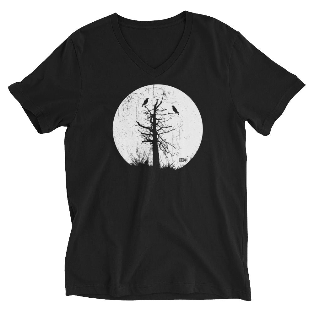 Raven Moon ~ Unisex Short Sleeve V-Neck T-Shirt